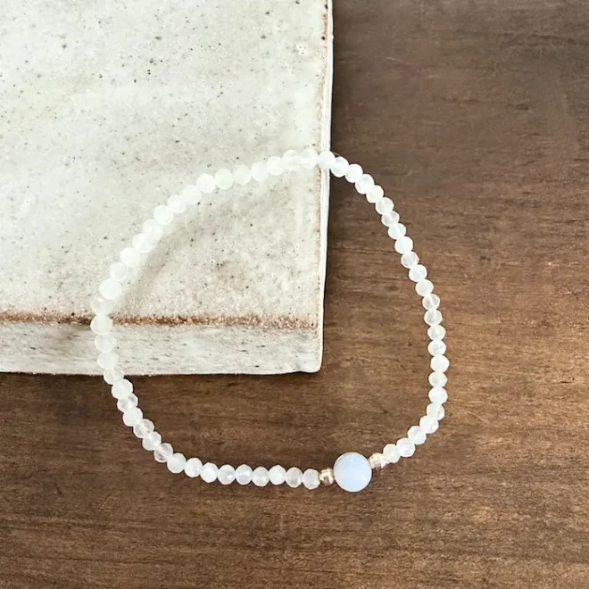 Armband weißer Mondstein mit Chalcedon