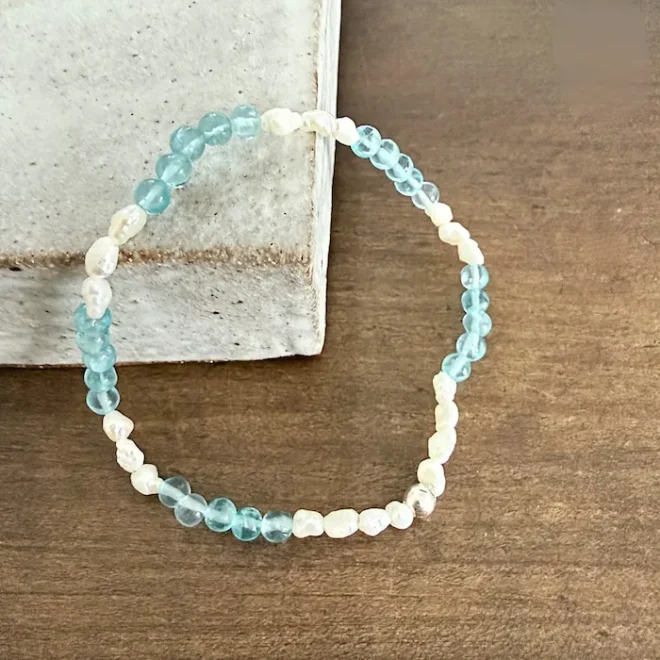 Armband blauer Topas mit Süßwasserperlen
